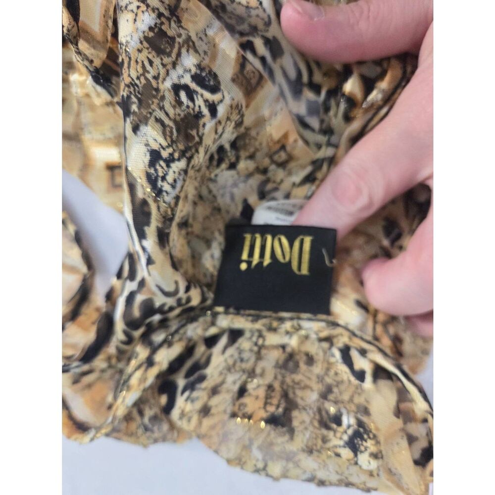 VTG Dotti Sheer Gold Cheetah Leopard Geometric Print Shift Dress Sz. M - Picture 4 of 11